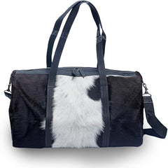 100% Original Leather ToteBag For Women – Genuine Animal Leather Tote Bag – Black White Animal Accent Design – 10 x 18 Inches Large Bag