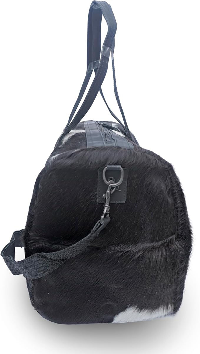 100% Original Leather ToteBag For Women – Genuine Animal Leather Tote Bag – Black White Animal Accent Design – 10 x 18 Inches Large Bag